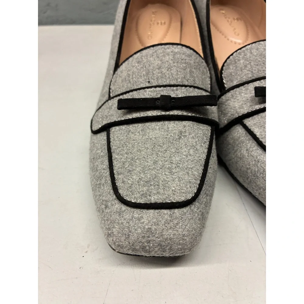 Bandolino Larkin Block Heel Loafer Pumps Womens 7.5W Gray Tweed Preppy Office